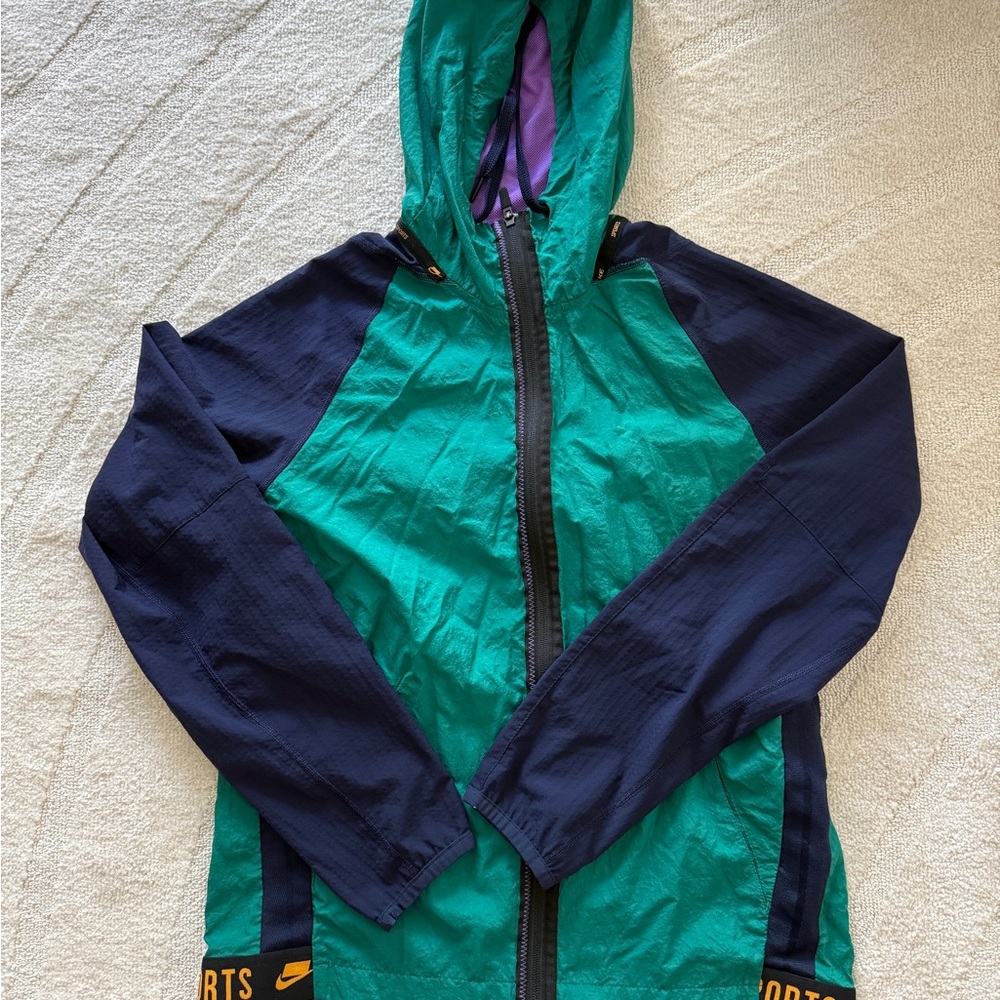 Nike Green and Navy Hooded Jacket
